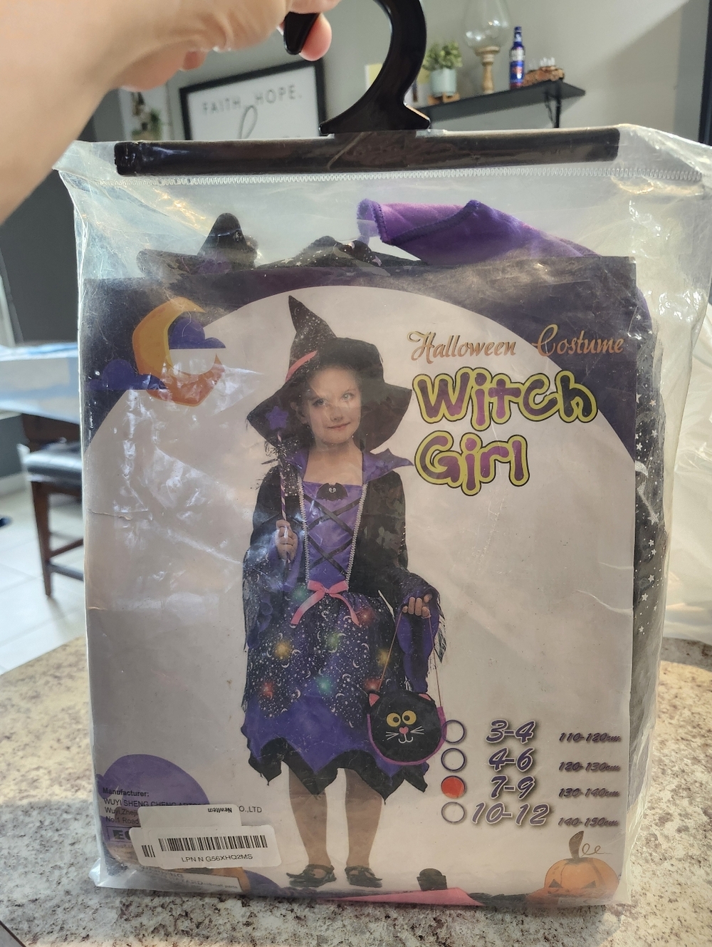 Witch Girl Halloween Costume - Purple (7-9)